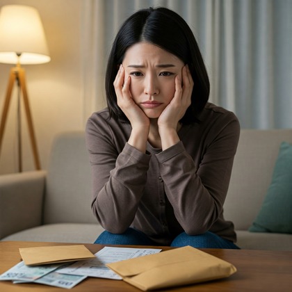 お金に悩んでいる日本人女性